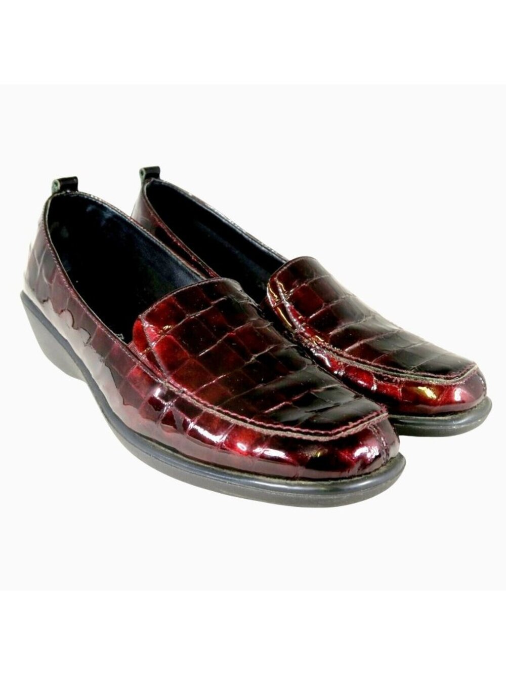 The FLEXX Mahogany Patent Croc Loafers EU 37 US 6 – Comfort Slip‑Ons